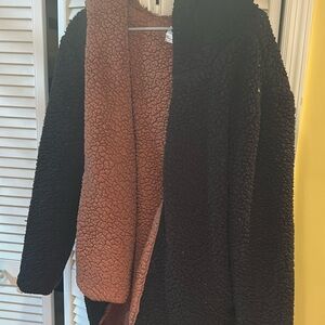 Reversible Teddy Bear Coat Hooded Sweater in Black and Brown